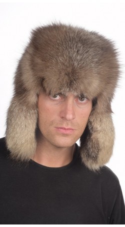 Crystal fox fur hat Russian style, for men